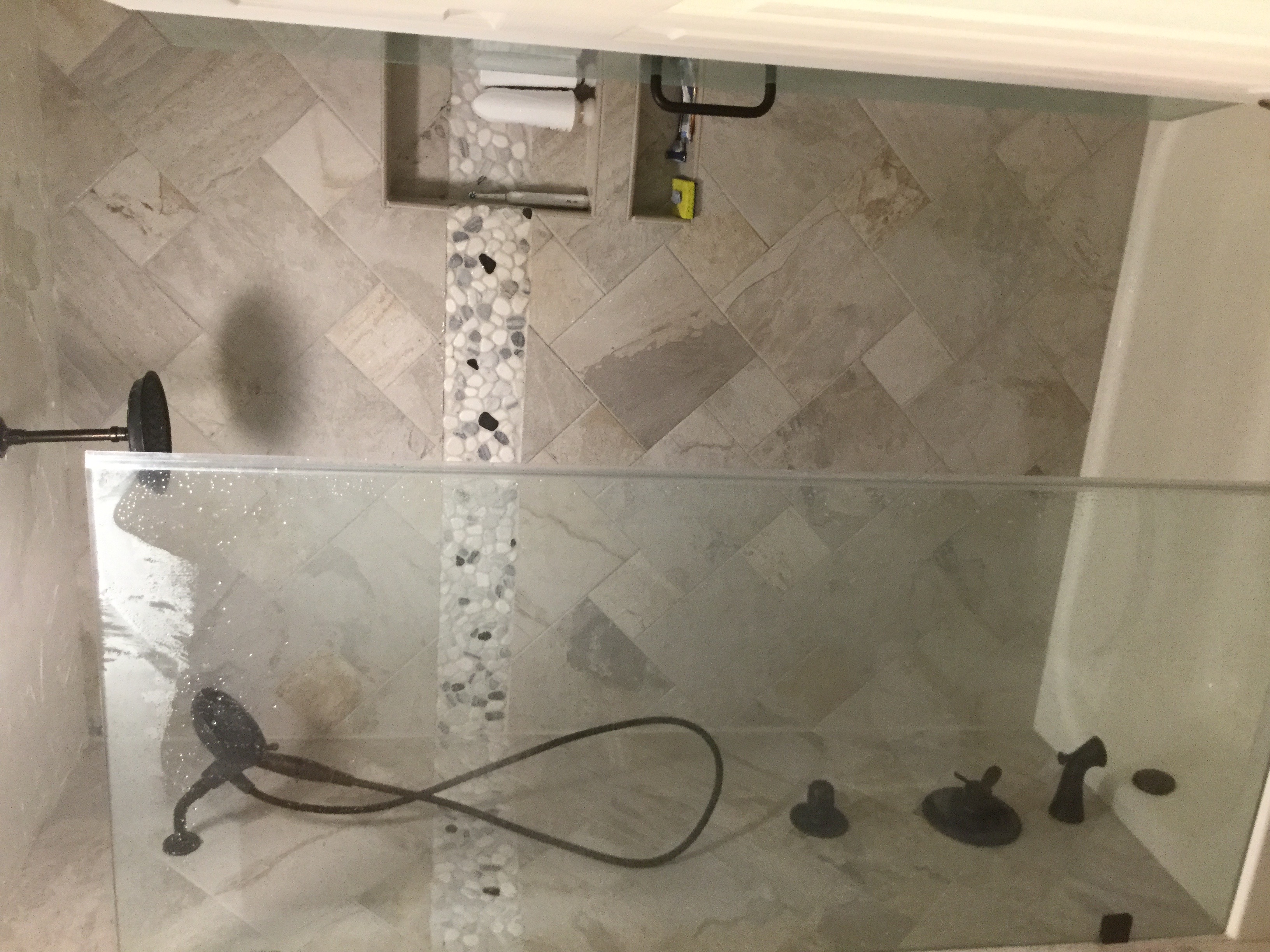 1 Custom Bathtub Shower Tile Oil Rub Bronze Trim Project